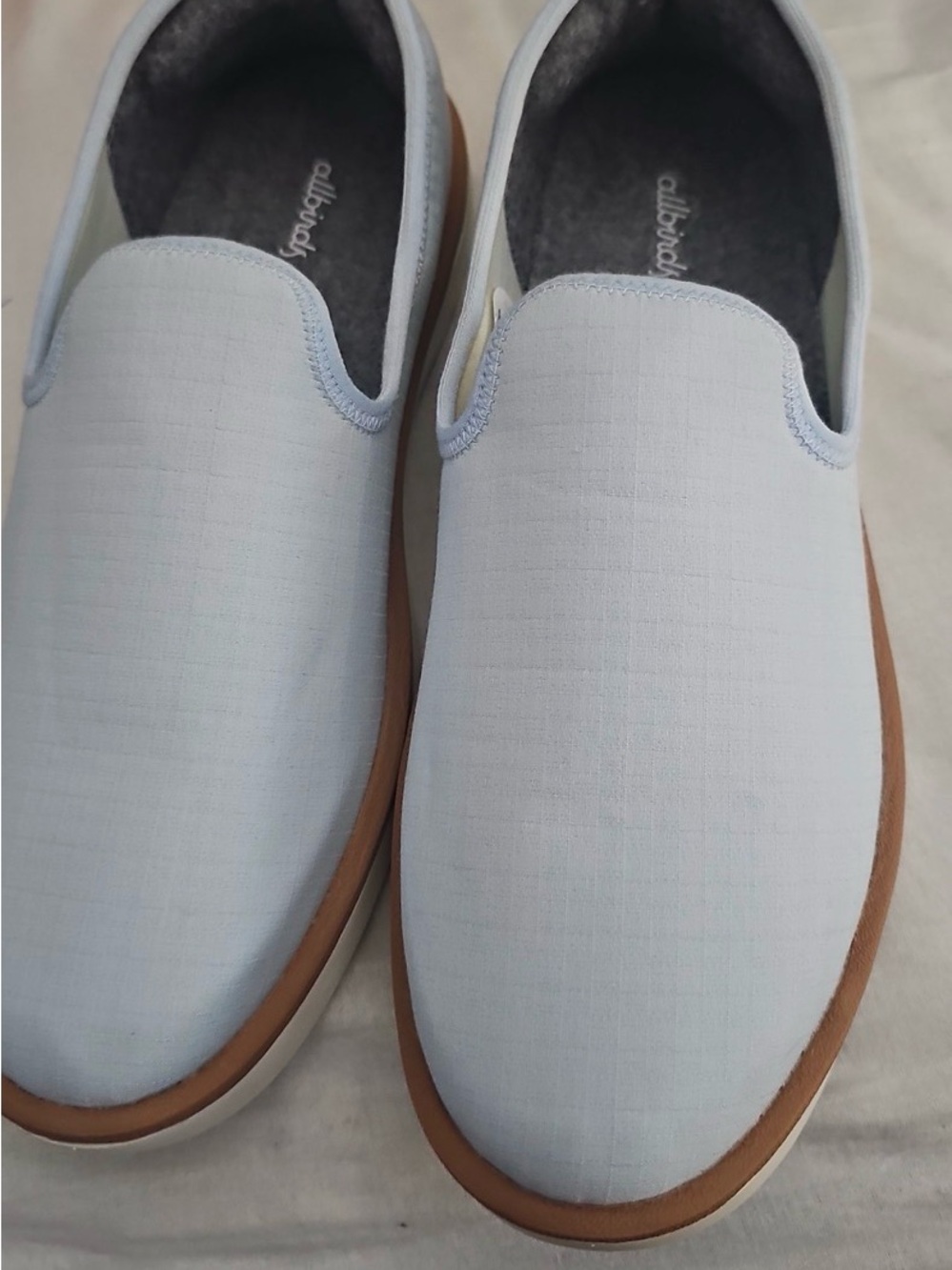 allbirds Light Blue Slip-On Loafers with Tan Trim NWOT, price is firm